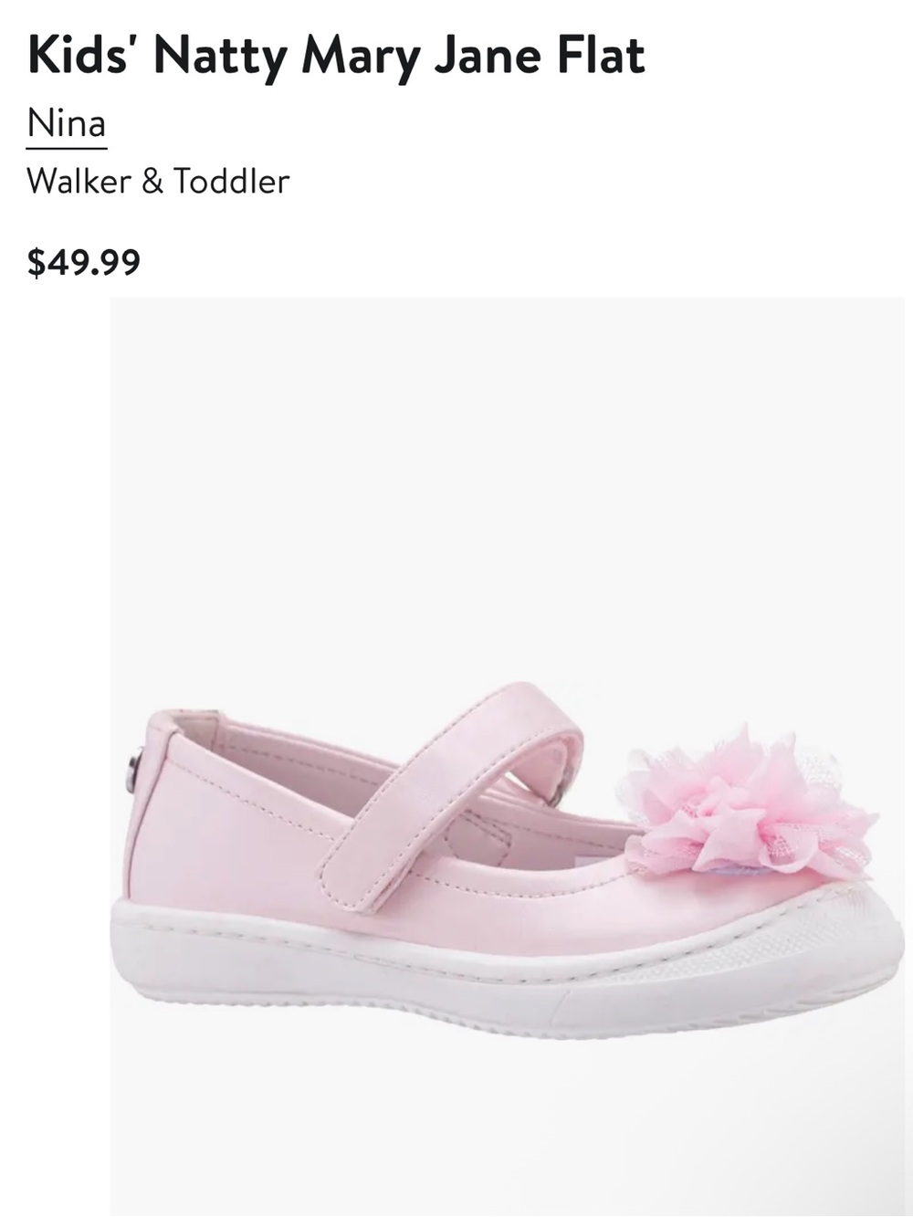 Nina Pink Mary Jane Flat with Flower Accent